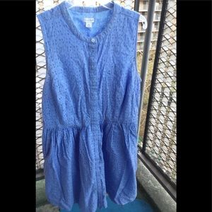 J.Crew Blue Eyelet Button-down Dress w/Slip & Pockets